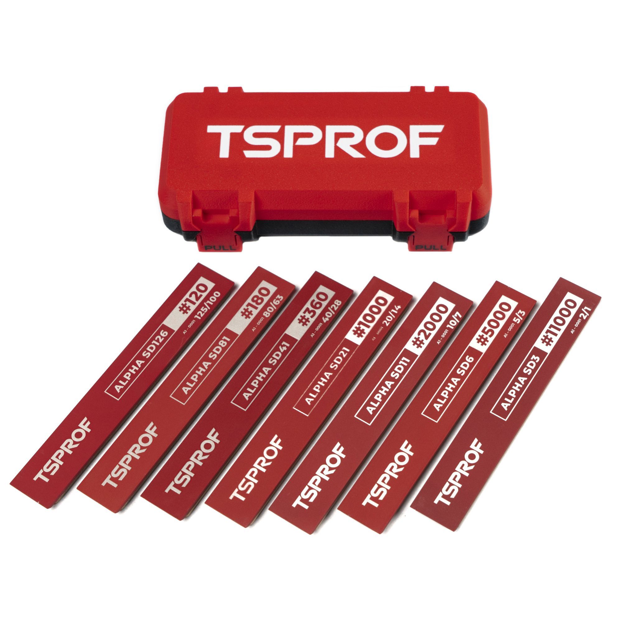 Набор алмазных брусков для заточки TSPROF Alpha SD126 — SD3 (7 шт.), в кейсе